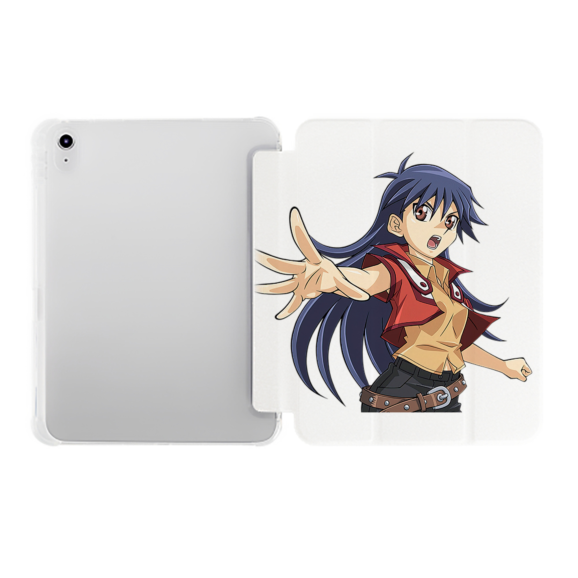 （画像用） 遊☆戯☆王 Yu-Gi-Oh! IPad ケース ペン収納付き 三つ折りスタンド PUレザー×シリコン 対応機種9.5/10.5/10.9インチ
